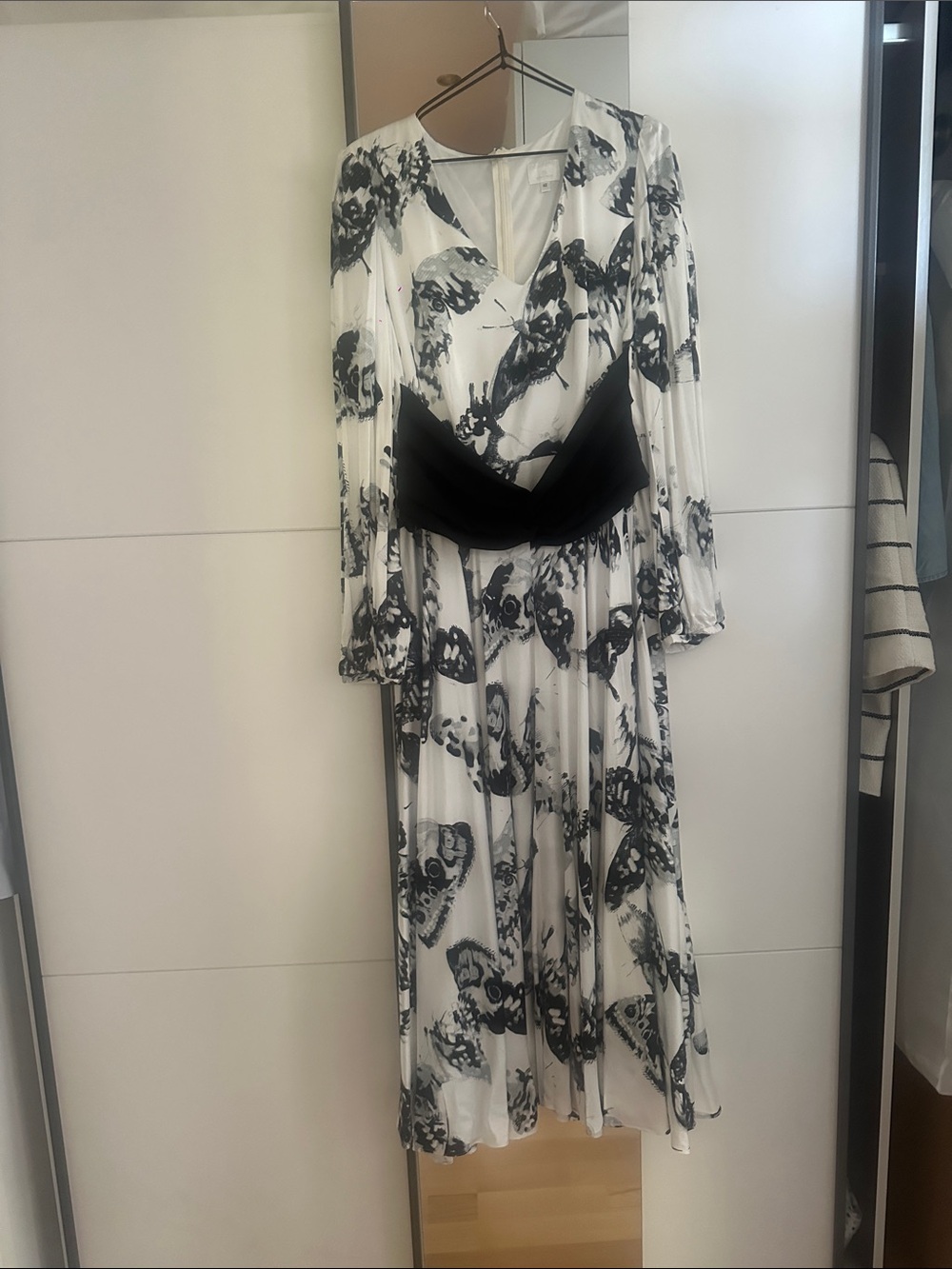 Sport Alm Black and White Floral Pleated Wrap Dress